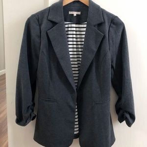 Benson 3/4 Ruched Sleeve Gray Blazer Stitch Fix